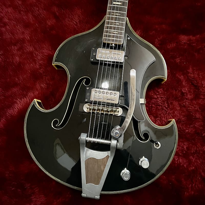 c.1968- Firstman Liverpool 67 MIJ Vintage Semi Hollow Body Guitar “Black” image 1