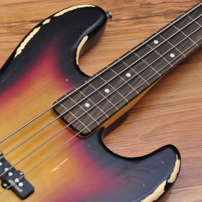 Vintage VJ74 Icon Fretless Bass - Sunset Sunburst image 11