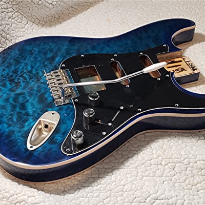 USA made,Double bound Alder body in Blueberry clouds with beautiful quilt maple top.Made for a Strat body# BBC-1. image 10