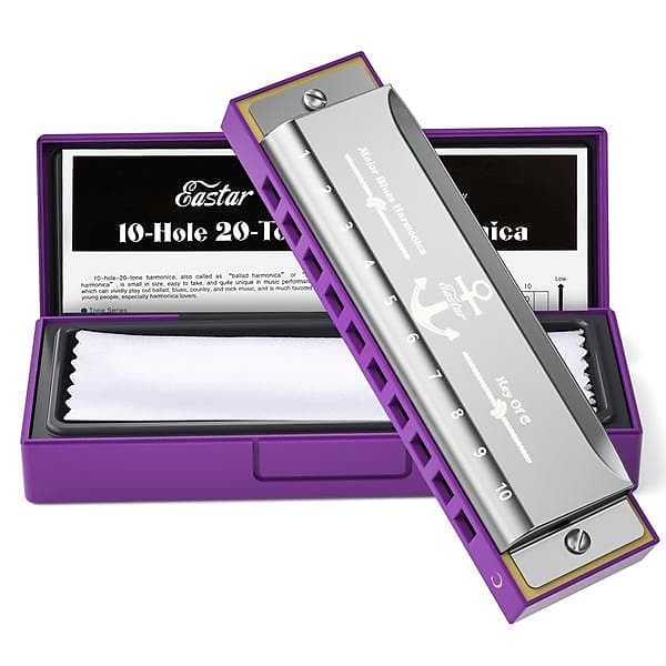 C Key Purple Major Blues Harmonica 10 Holes C Key Beginner Harmonica For  Kid and Adult