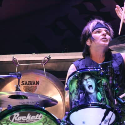 Rikki Rockett's Poison, Rockett Drum Works "Zombie" Kit: 22", 12", 14", 16", 6x14" Snare. Purple Hardware 2012 - Custom Graphics By Craig Fraser. SIGNED! image 13