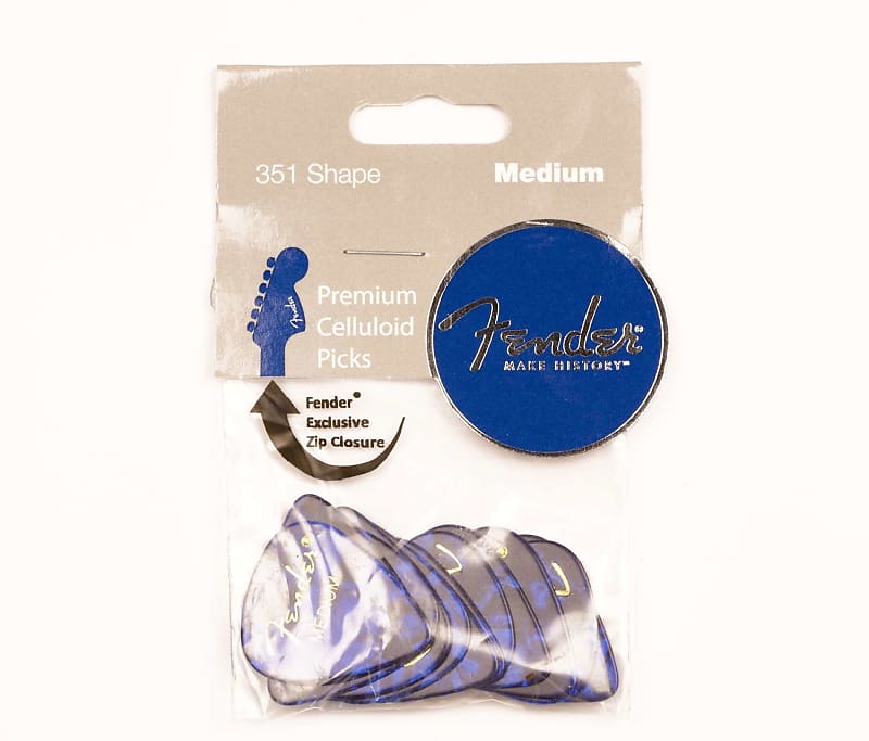 Genuine Fender® 351 Premium Picks, 12 pack, Blue Moto Medium 198-0351-802 image 1