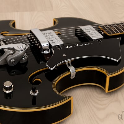 1960s Firstman Liverpool 67 Special Vintage Hollowbody Guitar Black w/ Case & Tags, Japan image 6