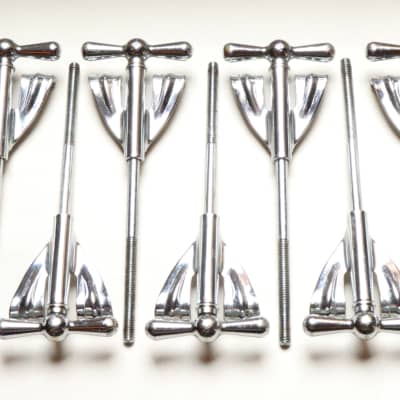 (10) Ludwig Bass Drum Tension Rods & Claws, Faucet Style Handles, 5.25"  Rods - 1960's image 5
