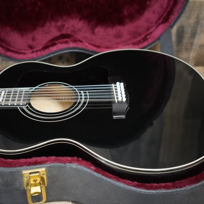 Guild F412 BLK 1974 Black 12 String Jumbo Acoustic Guitar Westerly Plant USA Rare Finish + Hard Case image 2