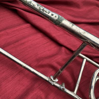 Vintage Champion  Lyons & Healy Champion Silver Piston Valve Trombone Silver image 8