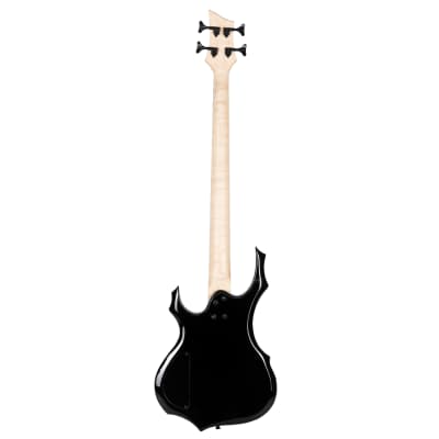 Glarry Full Size 4 String Burning Fire Enclosed H-H Pickup Electric Bass Guitar with 20W Amplifier Bag Strap Connector Wrench Tool 2020s - Black image 11