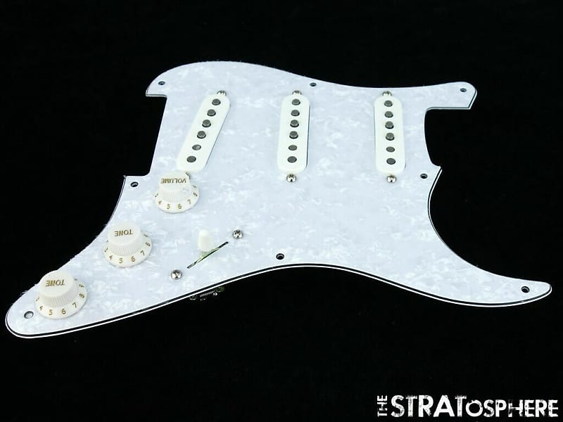 NEW Fender Stratocaster LOADED PICKGUARD Strat Tex Mex White Pearloid 8 Hole image 1