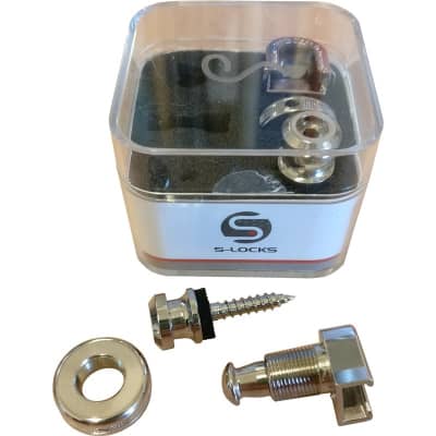 Schaller 14010101 S-Lock Strap Locks, Nickel, 2 Pack for sale
