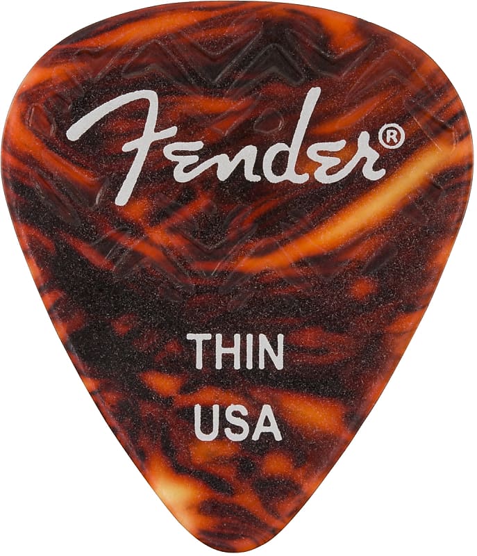 Fender 351 Shape Wavelength Celluloid Picks 6-Pack - Thin - Tortise Shell image 1