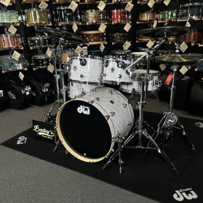 DWe Electronic Acoustic Drum Set Kit 10/12/16/22" with 14" Matching Snare & Cymbal Pack in White Marine Pearl image 2