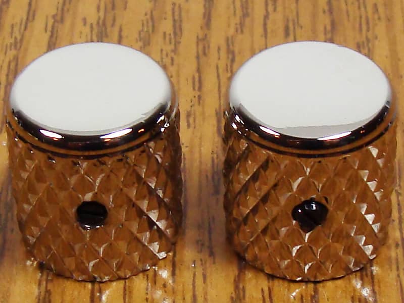 NEW Heavy Knurl Barrel GUITAR KNOBS Nickel Plated Brass Tele Reverb