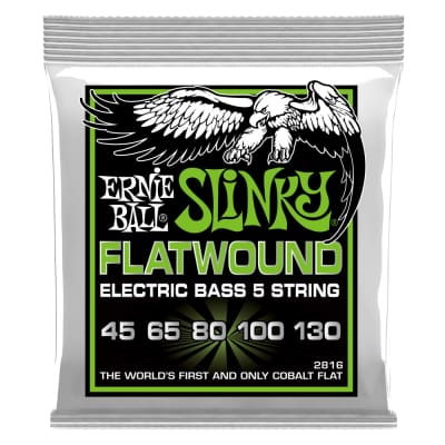 Ernie Ball 2816 Slinky Flatwound 5-String Regular Electric Bass Strings (45-130) image 1