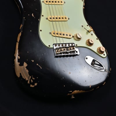 Fender '68 Landau Statocaster Jason Smith Masterbuilt from 2020 in Relic Black with original Hardcase image 4