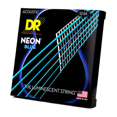 DR Strings Hi-Def Neon Blue Colored Acoustic Guitar Strings: Light 12-54 image 3