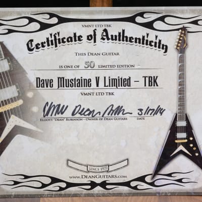 Dean Artist VMNT LTD TBK | Dave Mustaine of Megadeth signature limited edition electric guitar | 12 of 50 image 12