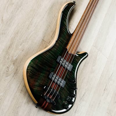 Mayones Patriot 4 Fretless Bass, Trans Green Finish, Flame Maple Top, Nordstrand image 2