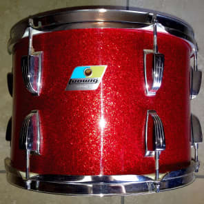 Vintage 1970's Ludwig big beat /club date red Sparkle 4 piece drum kit made in Chicago USA 1970's image 10