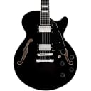 D'Angelico Premier Series SS Semi-Hollowbody Electric Guitar with Center Block and Stopbar Tailpiece Regular Black