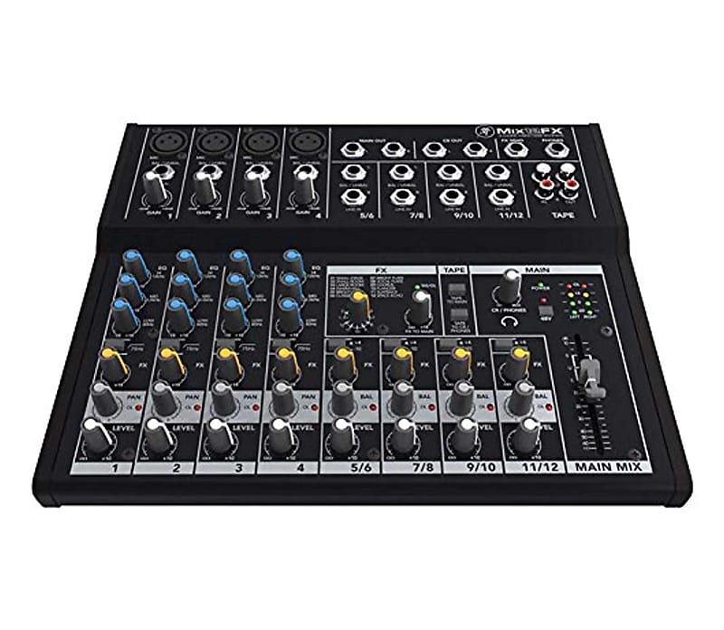 Mackie Mix12FX 12 Input Desktop Mixer 4 Microphone Preamps 4 Stereo Channels 3 Band EQ Tape I/O Separate Volume Headphone Levels image 1