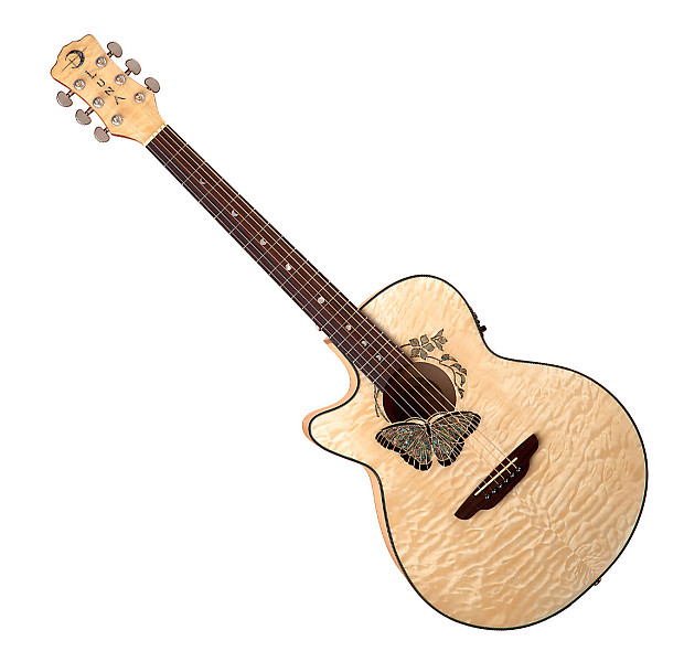 Luna Fauna Butterfly Lefty Acoustic-Electric Guitar Natural image 1