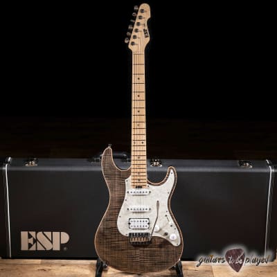 ESP Japan Original Snapper CTM Flamed Top Maple Neck Guitar – See Thru Black image 1