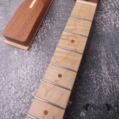 Mahogany T Style Neck, Flame Maple Board, Stainless Steel Frets, T-Type Guitar, 22 Medium Jumbo Jescar Frets, T-Style Vintage Guitar Part And Replacement image 8