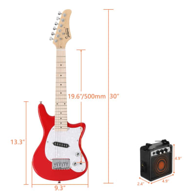 Glarry 30inch Mini KidsElectric Guitar Maple Fingerboard w/5W Amplifier Red image 2