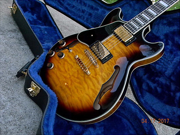 Left handed semi shop hollow body guitar