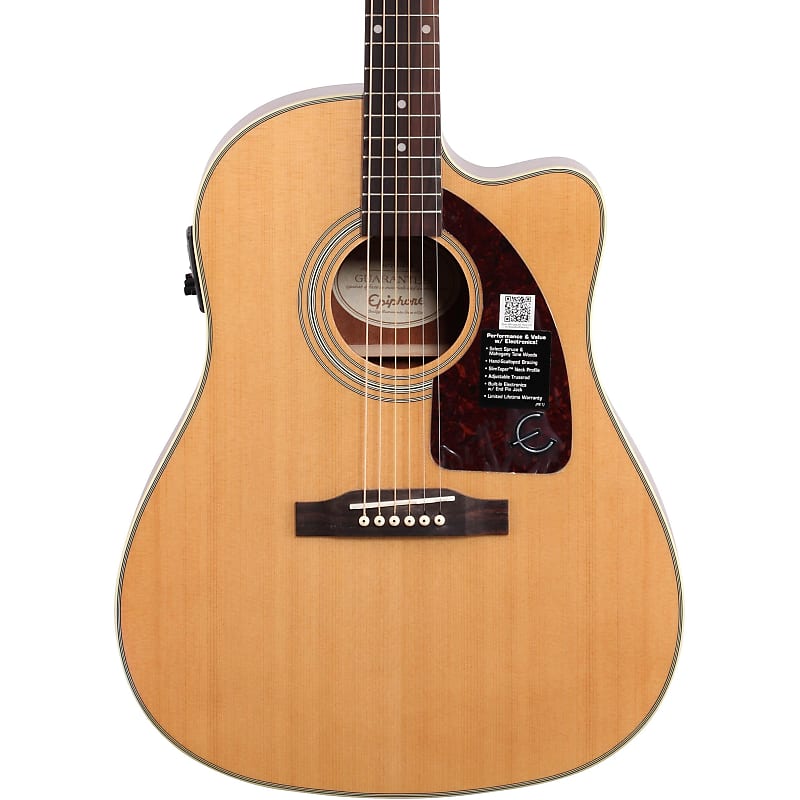 Epiphone J-15 EC Deluxe Acoustic-Electric Guitar (with Case), Natural image 1