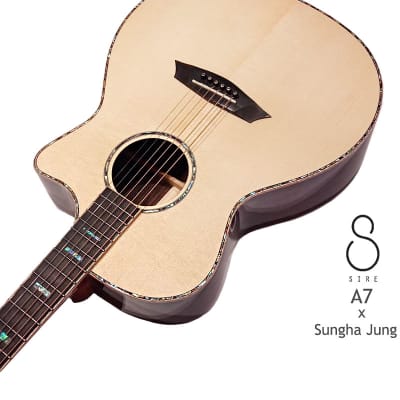 Sire A7 Sungha Jung series Natural All Solid Spruce & indian Rosewood Grand Auditorium guitar image 6