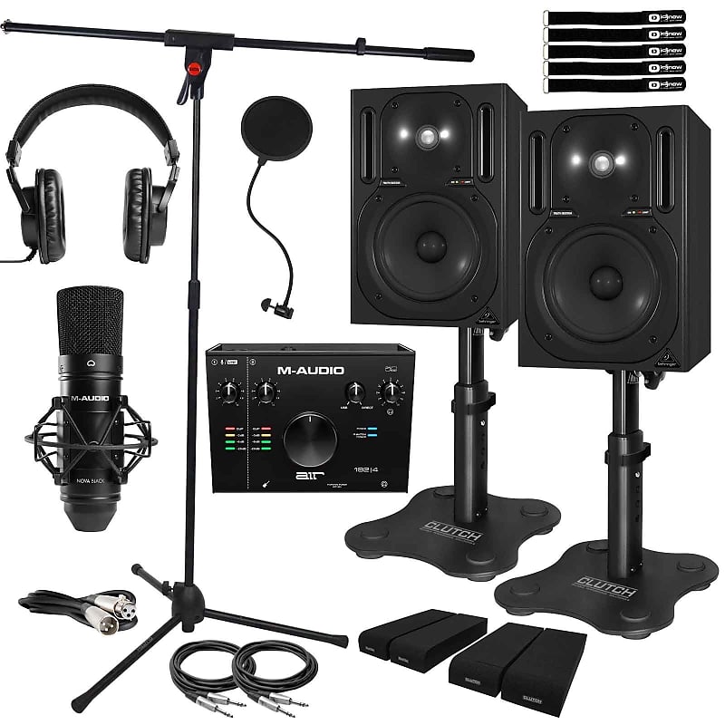 Behringer B2030A Studio Monitor Speakers AIR192x4 Pro Interface & Desk Stands image 1