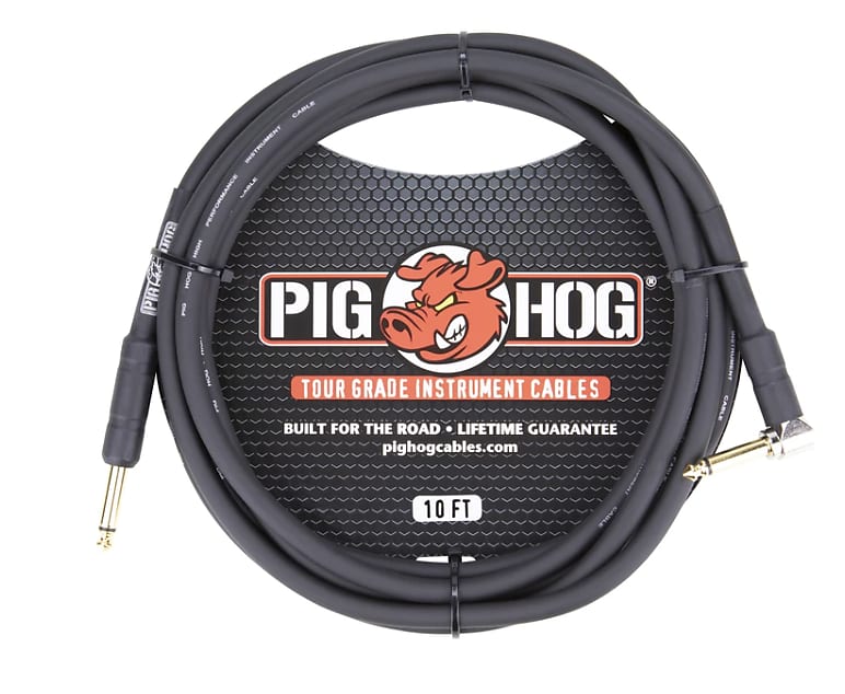 Pig Hog PH 10R Tour Grade 10ft instrument cable  Blk image 1
