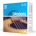 10 Sets of D'Addario EJ16 Light Acoustic Phosphor Bronze Guitar Strings