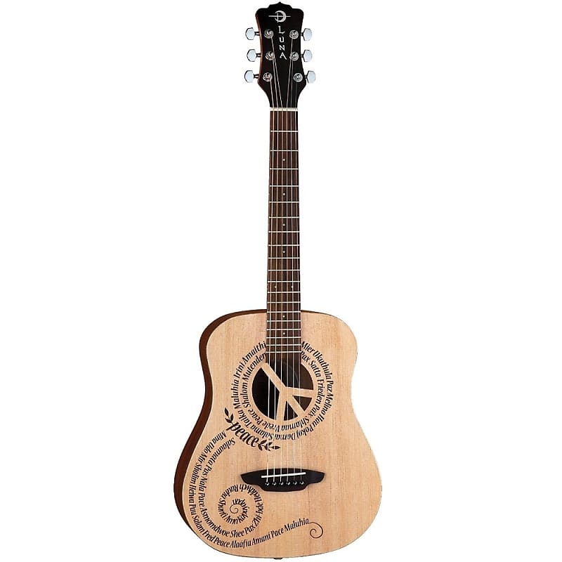 Luna Safari Series Peace Travel-Size Dreadnought Acoustic Guitar image 1