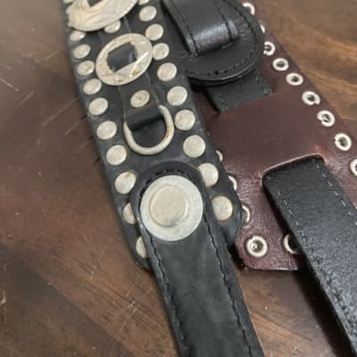 Csernl Straps Concho leather guitar strap  Black image 4