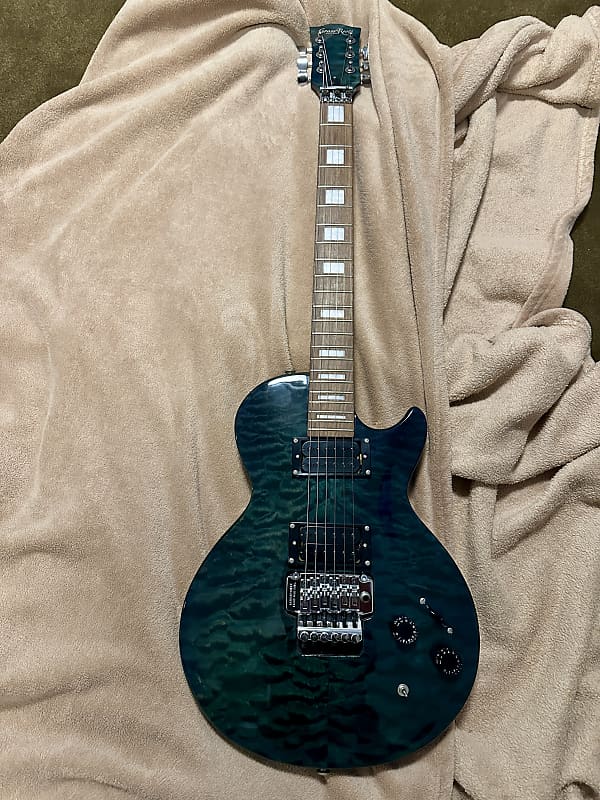 ESP GrassRoots G-LP-49QM Les Paul Type, See-Thru Teal Quilted Maple