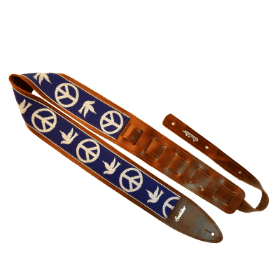 Souldier 'Torpedo' Leather Guitar Strap - Young Peace Dove in Blue