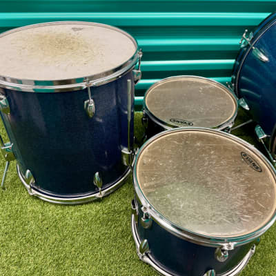 ⚡️Vintage Whitehall 4-Piece Drum Set 20" /12" / 13"/16" Made In Japan -Blue Sparkle⚡️ image 18