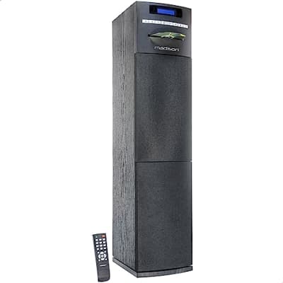 Madison - CENTER250-PLUS - 200W Amplified Multimedia Tower with CD Player, DAB+, Bluetooth and USB - Black Wood for sale