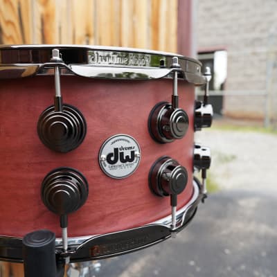 DW USA Collectors Series 7 x 14" Pure Cherry HVLT Shell 20-Lug Snare Drum w/ Black Nickel Hdw. (2023) image 5