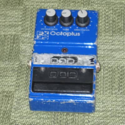 used reliced from player's wear vintage DOD FX35 Octoplus - Octave effect pedal for guitar or bass, ANALOG, mid to late 1980s, USA + battery, strings, lightly used Truetone adaptor + Truetone C35 converter, & extra battery clip (NO box / NO paperwork) image 2