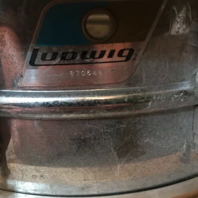 1971 Ludwig No. 400 Supraphonic 5x14" 10-Lug Aluminum Snare Drum with Pointed Blue/Olive Badge 1969 - 1979 - Chrome-Plated OBO image 1