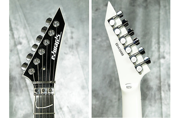 Edwards E-Scythe Alexi Laiho Signature White with Black Pin Stripe