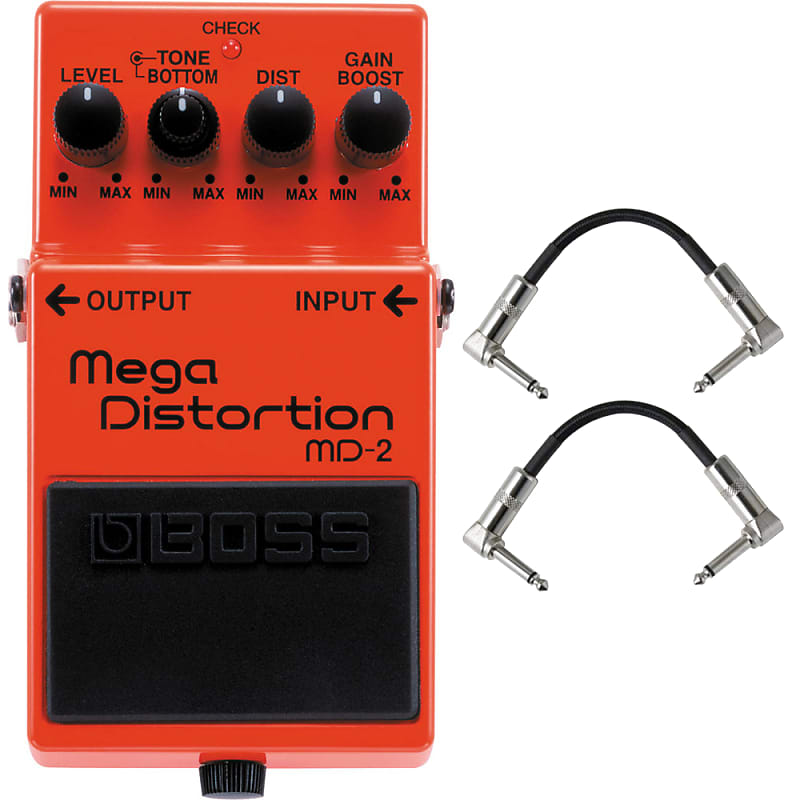 BOSS MD-2 Mega Distortion Guitar Effects Pedal Stompbox Footswitch +Patch  Cables