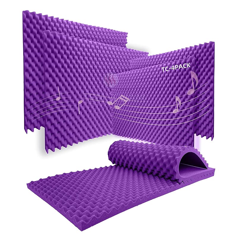 4 Pack Sound Proof Foam Panels, Egg Crate Foam Pad, 48×24×2 Acoustic  Panels Self-Adhesive, High Density Soundproof Wall Panels For Home Studio  Noise & Thermal Insulation?Purple?