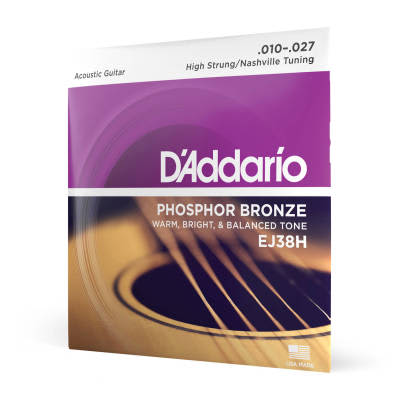 D'Addario #EJ38H - High Strung/Nashville Tuning Phosphor Bronze Acoustic Strings, 10-27 image 1