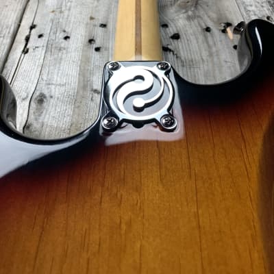 Icon Plates Yin Yang Neck Plate For Bolt On Neck Guitar or Bass - Chrome Finish image 3