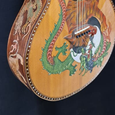 Blueberry NEW IN STOCK Handmade Acoustic Guitar TIgers and Dragons image 15
