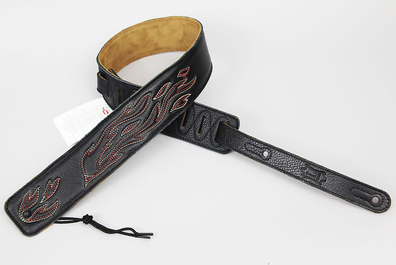 Levy's DM1SGF Garment Leather Guitar Strap | Flame Stitching image 1